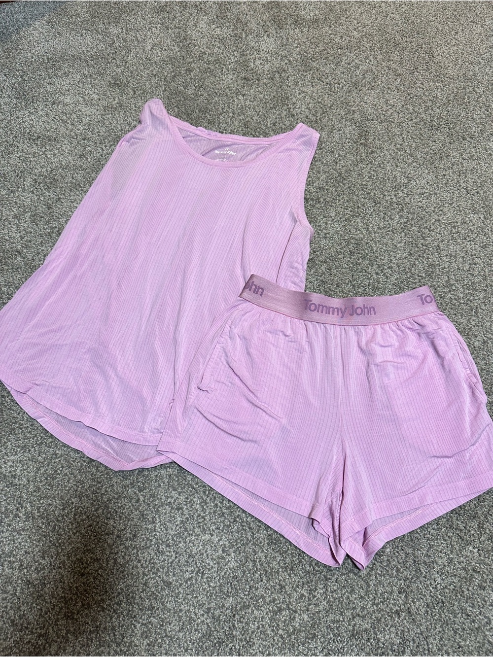 Tommy John Light Pink Ribbed Tank & Short Sleep Set